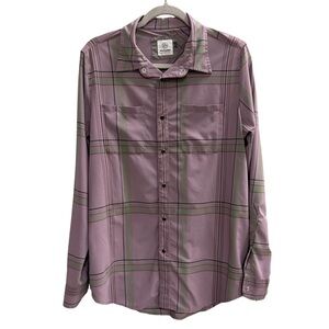 FLYLOW Long Sleeve Plaid Button Down Shirt Purple Size Large